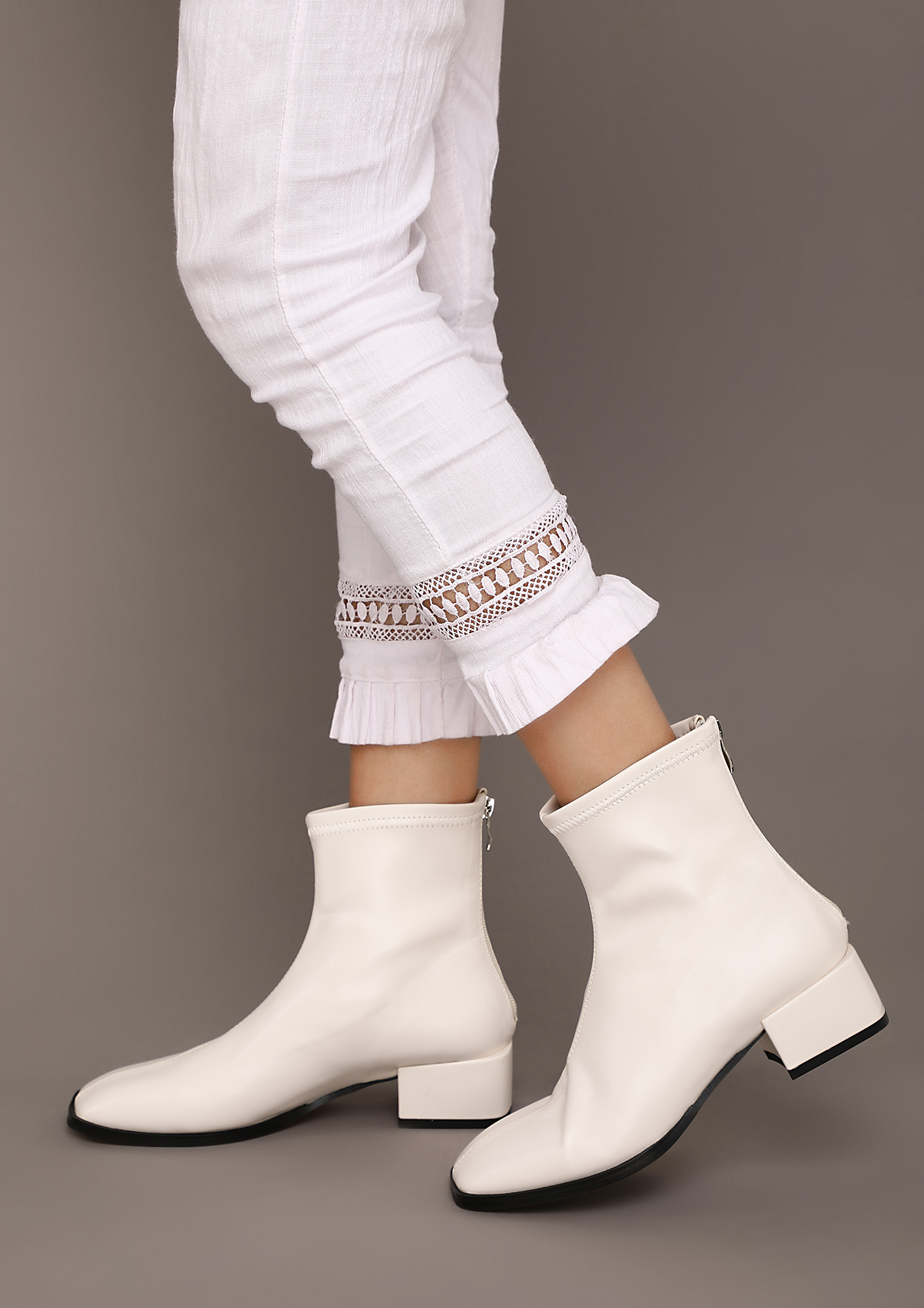 White Boots for Women, White Heeled Boots