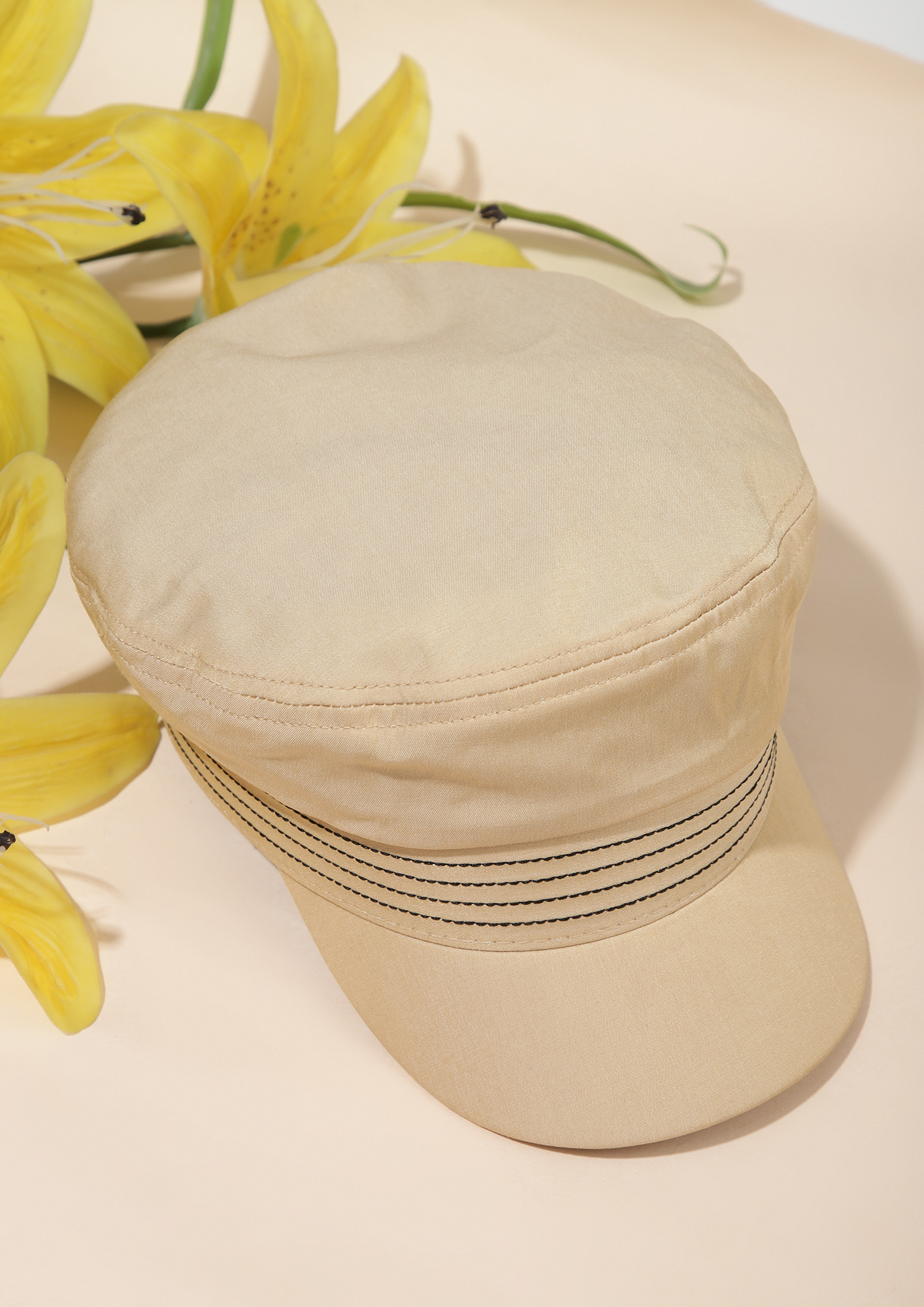 ROUND UP THE LOOK YELLOW BAKER BOY CAP
