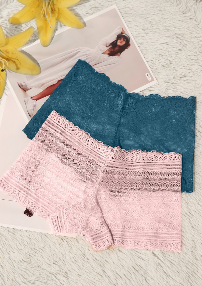 Soft Touch Peach And Teal Boyshorts Combo