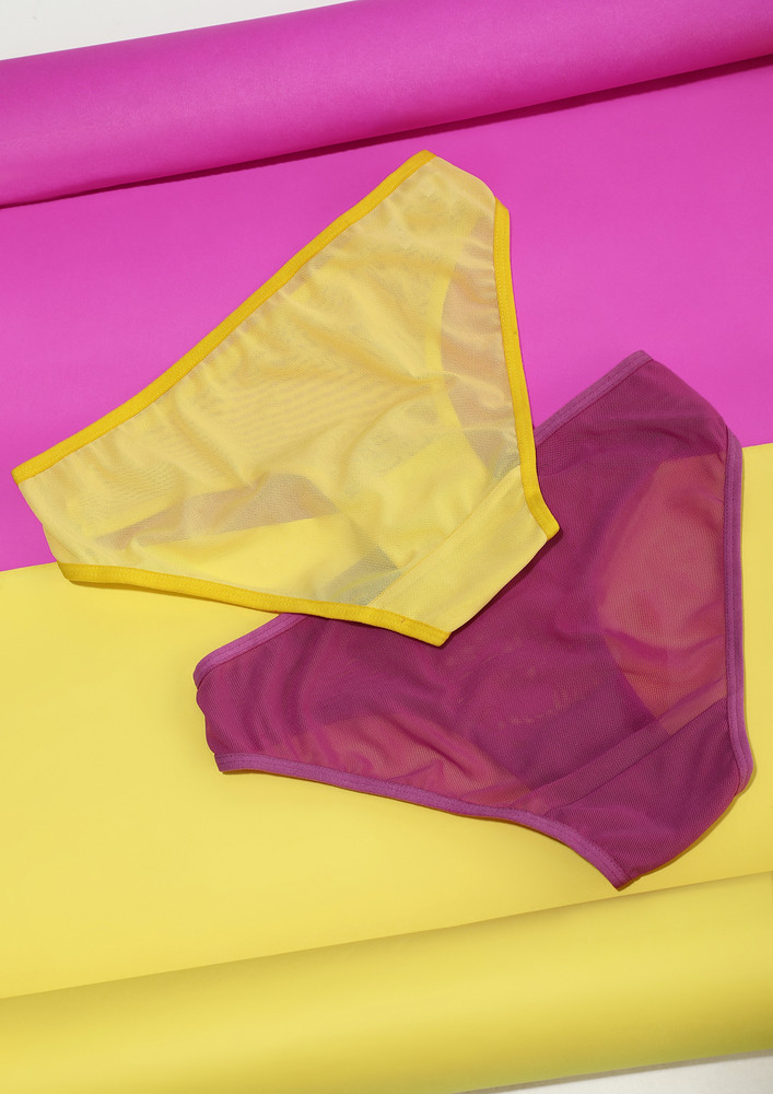 Powernet Yellow And Pink Bikini Bottoms Combo