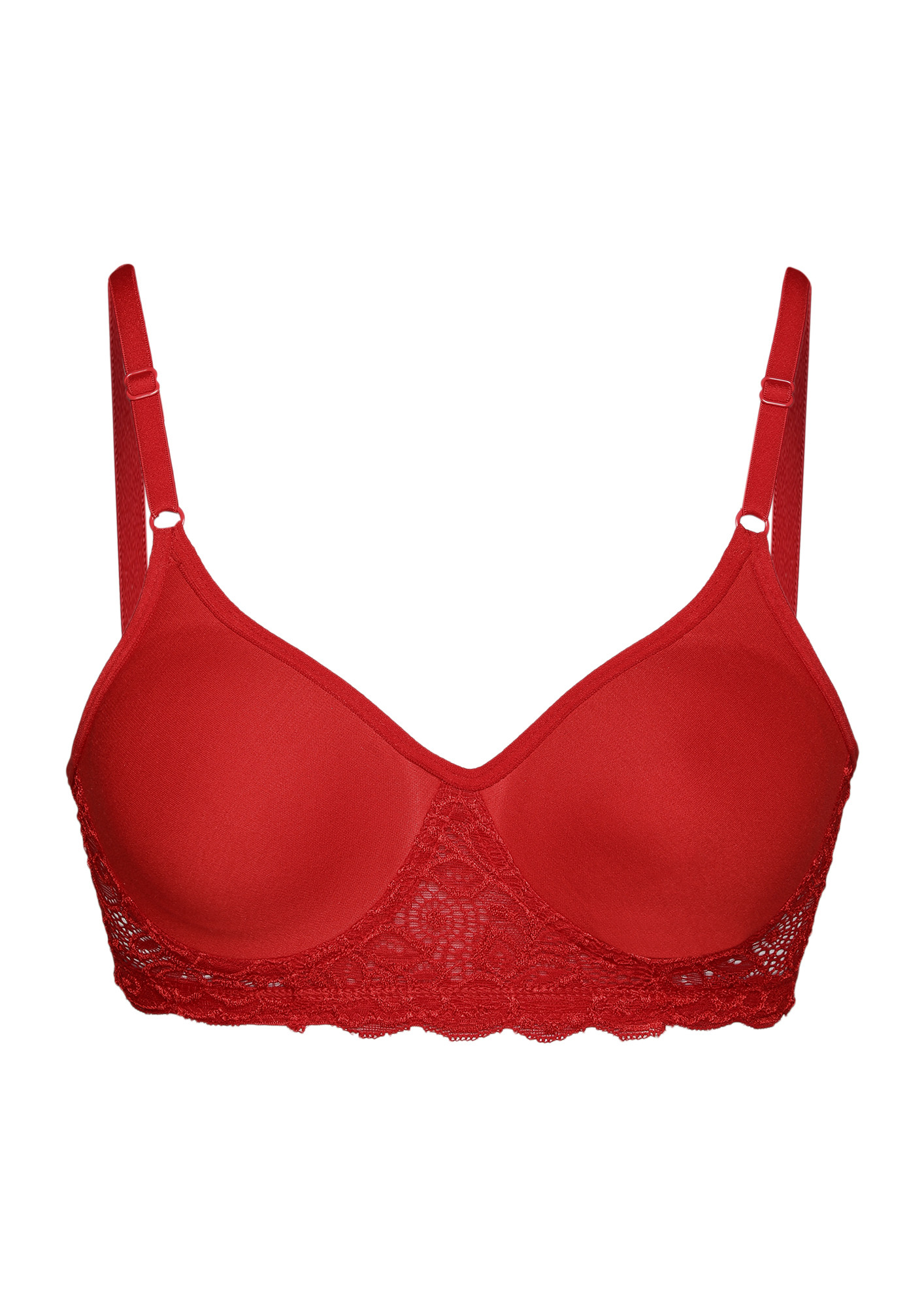 Buy Slip Into Lace Red Non Wired Spacer Cups Bra for Women Online