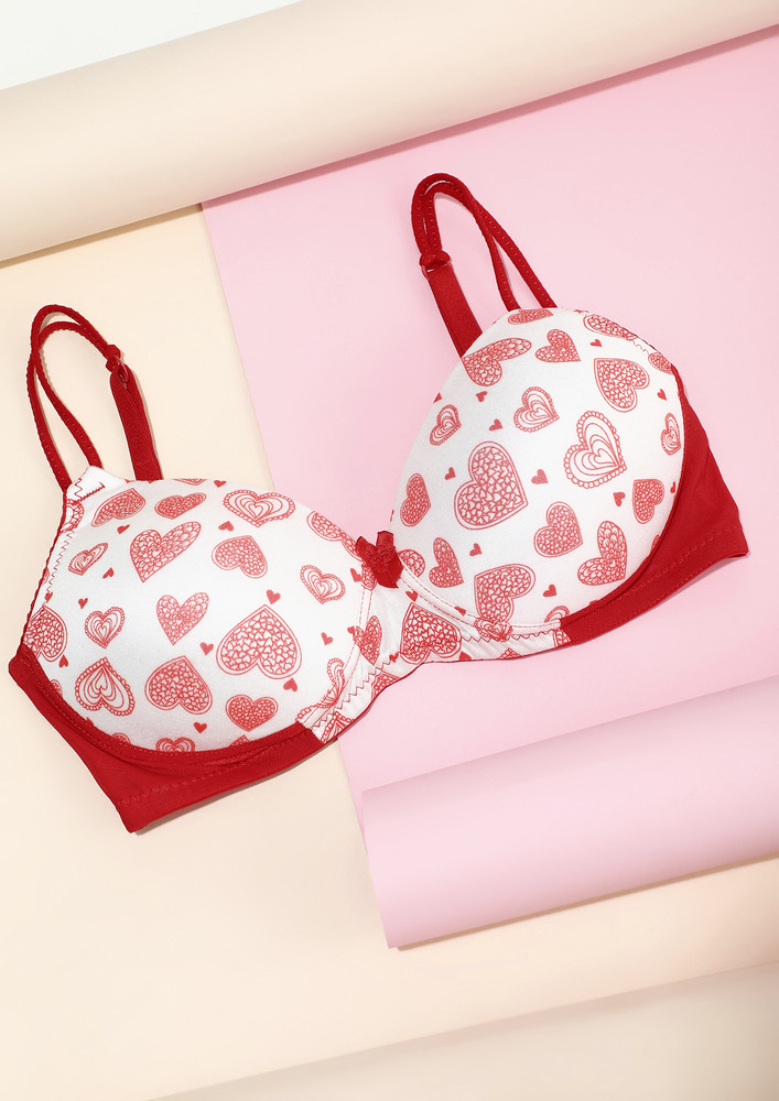 Everyday Red Hearts Non Wired Padded Red Bra