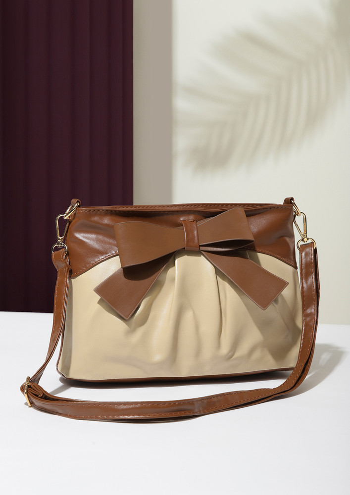 Bow It Out Brown Sling Bag
