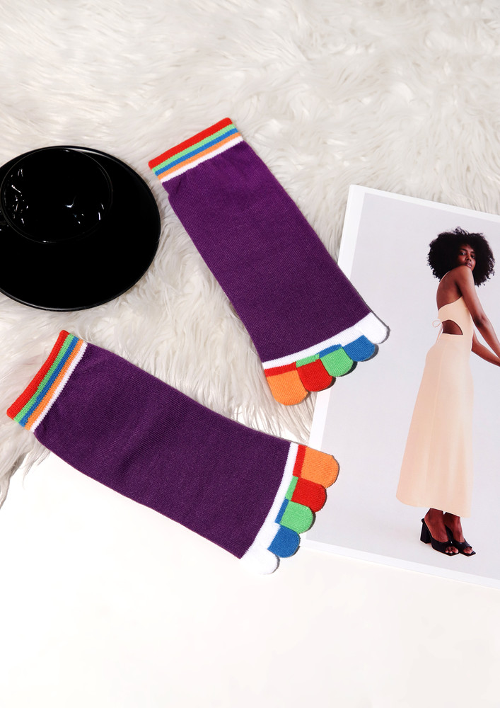 Rainbow Toes Purple Yoga Socks