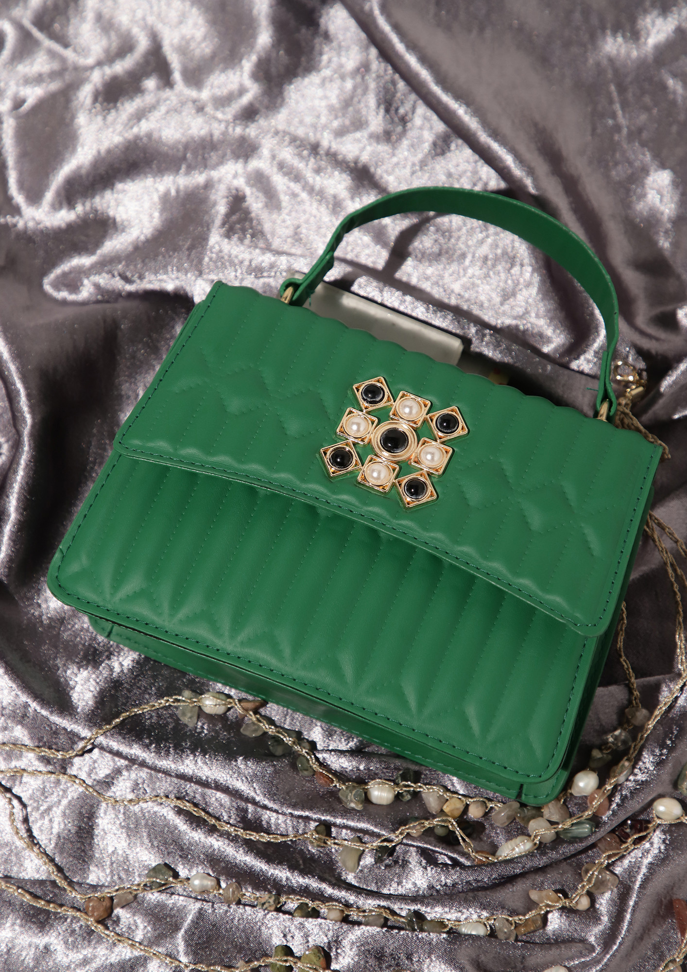 ATTACHED TO YOU GREEN PEARL HANDBAG