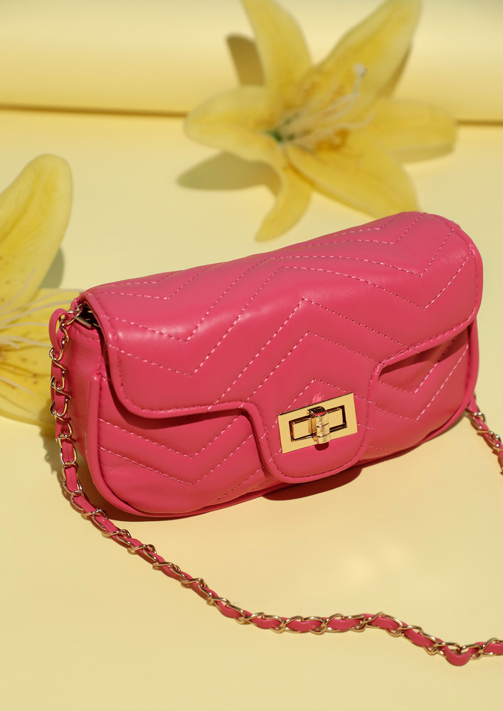 Heart Desires Pink Quilted Leather Sling Bag