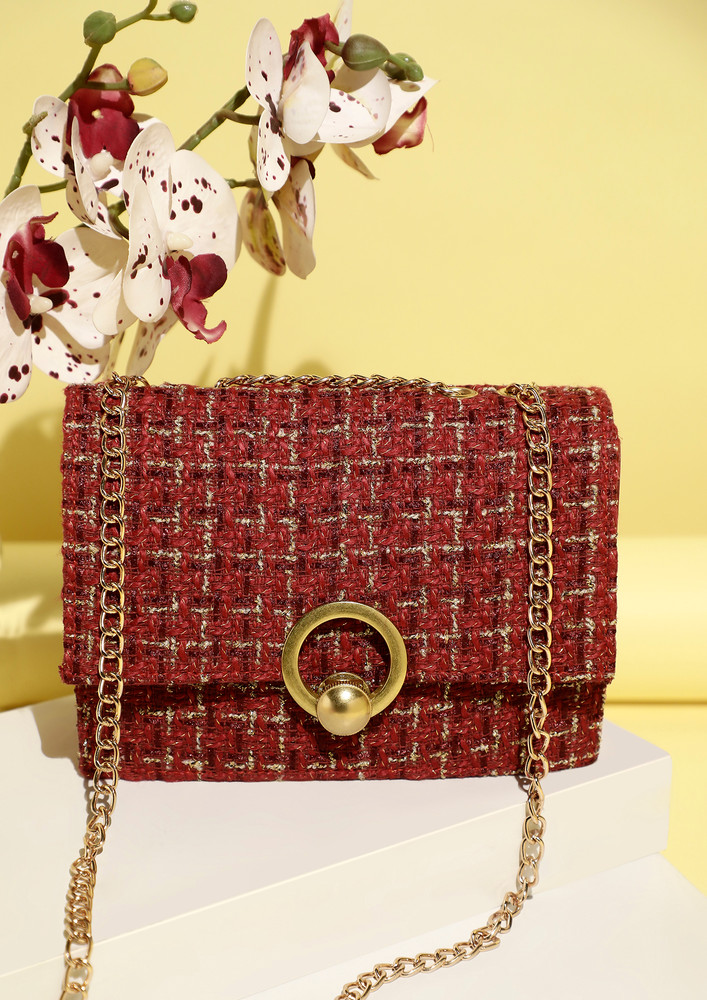 Love For Red Tweed Flap Handbag