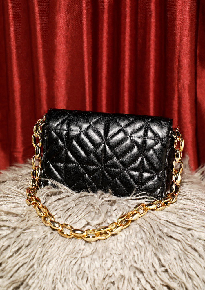 Swift Quilted Leather Black Sling Bag