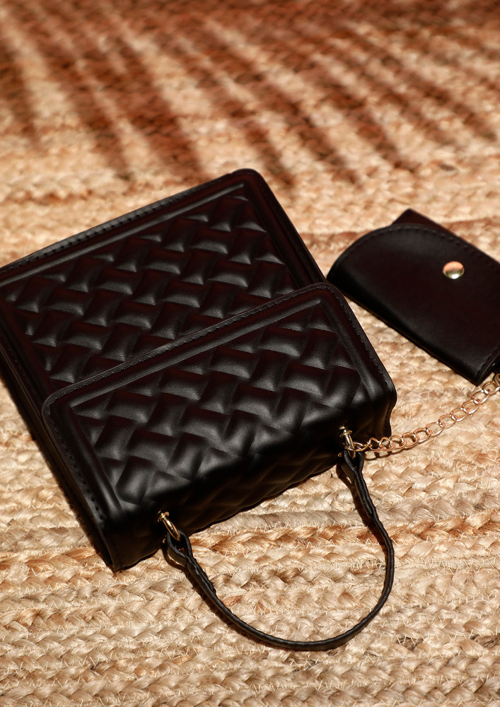 Small Or Not Quilted Black Handbag
