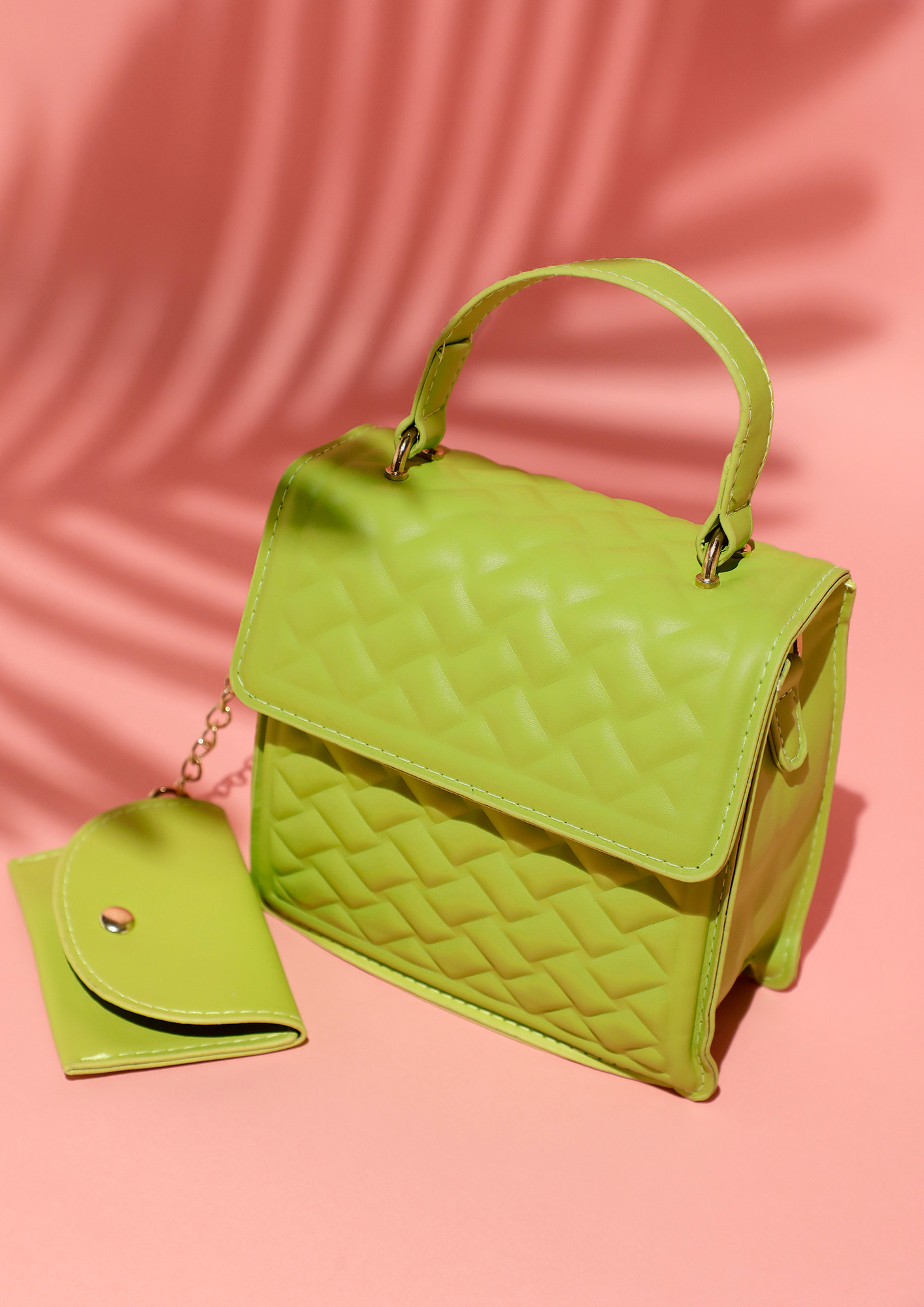 SMALL OR NOT QUILTED GREEN HANDBAG