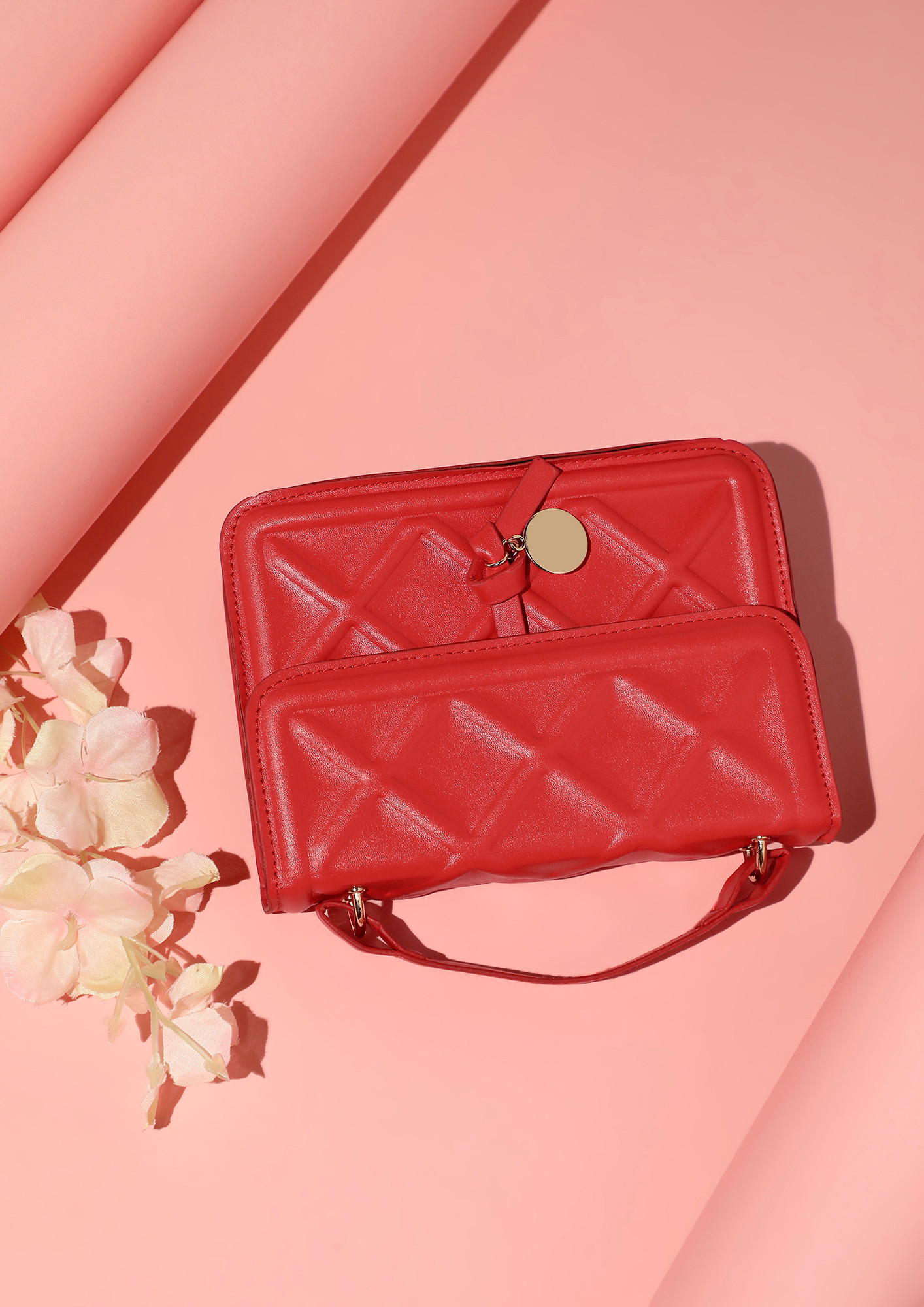 SOLIDS ARE BETTER QUILTED RED HANDBAG