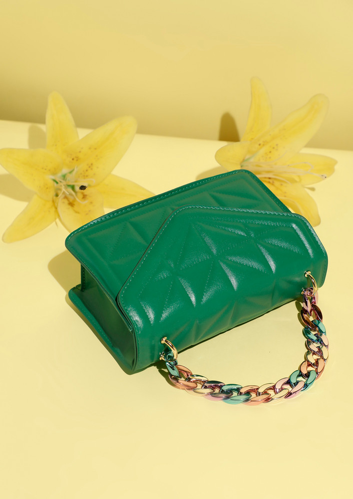  Meet My Uniqorn Chain Link Green Handbag
