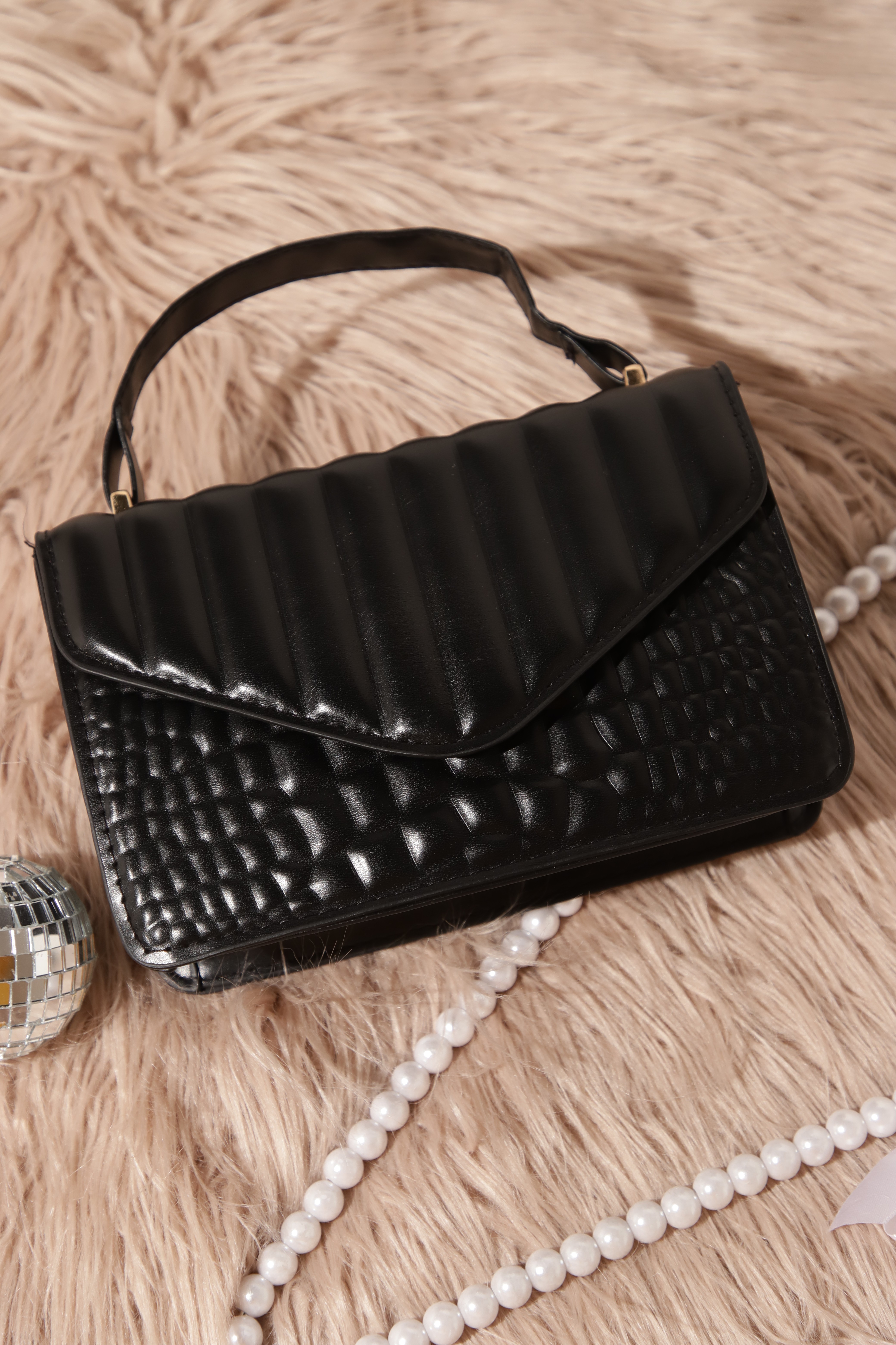 KNOWN FOR REAL BLACK QUILTED HANDBAG