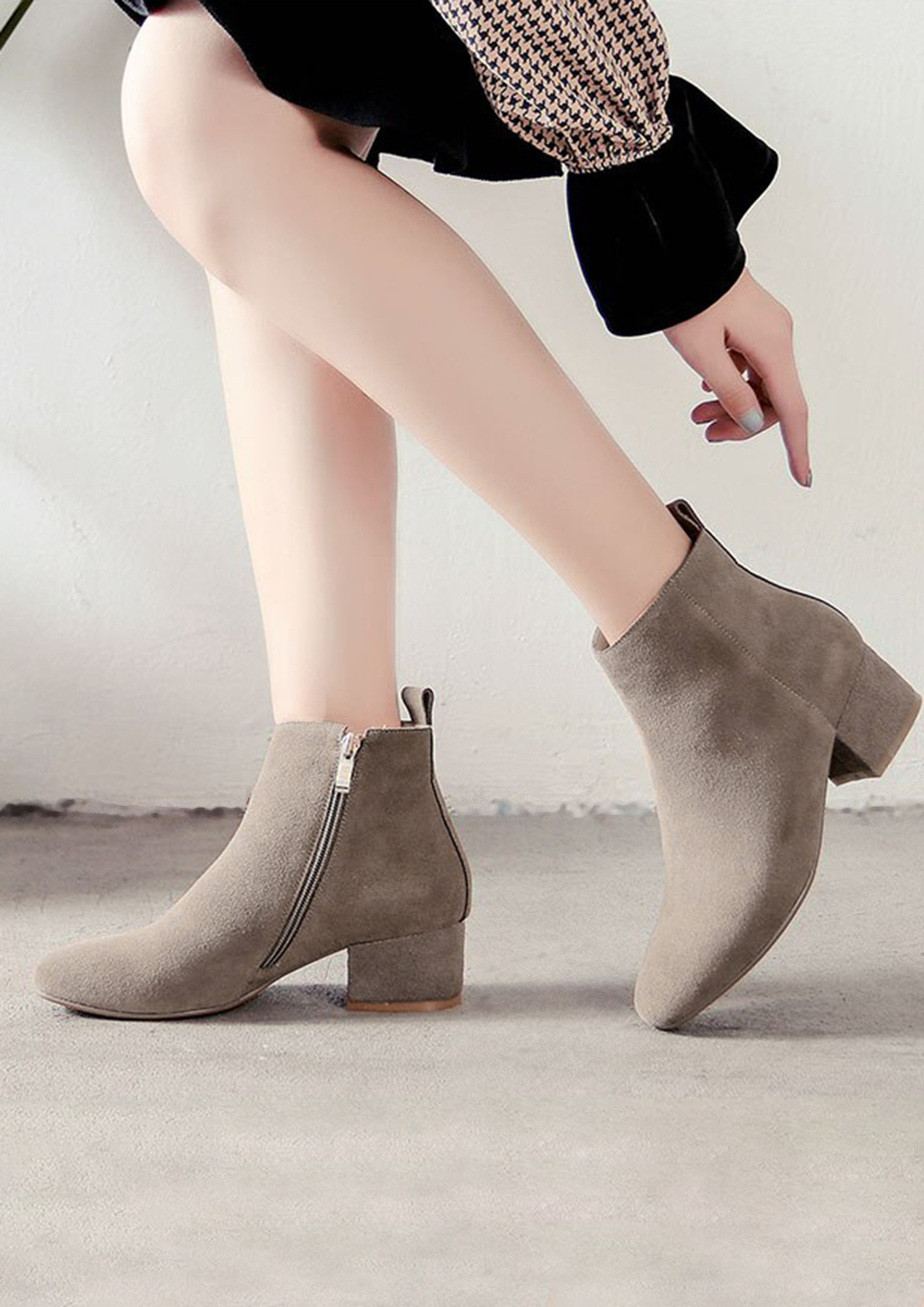 Buy SUEDE GREY WITH BACK LOOP ANKLE BOOTS for Women Online in India