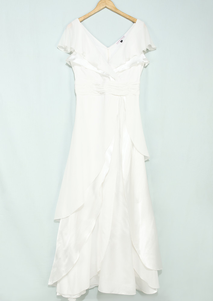 Simplicity In Tiered Frill Maxi White Dress