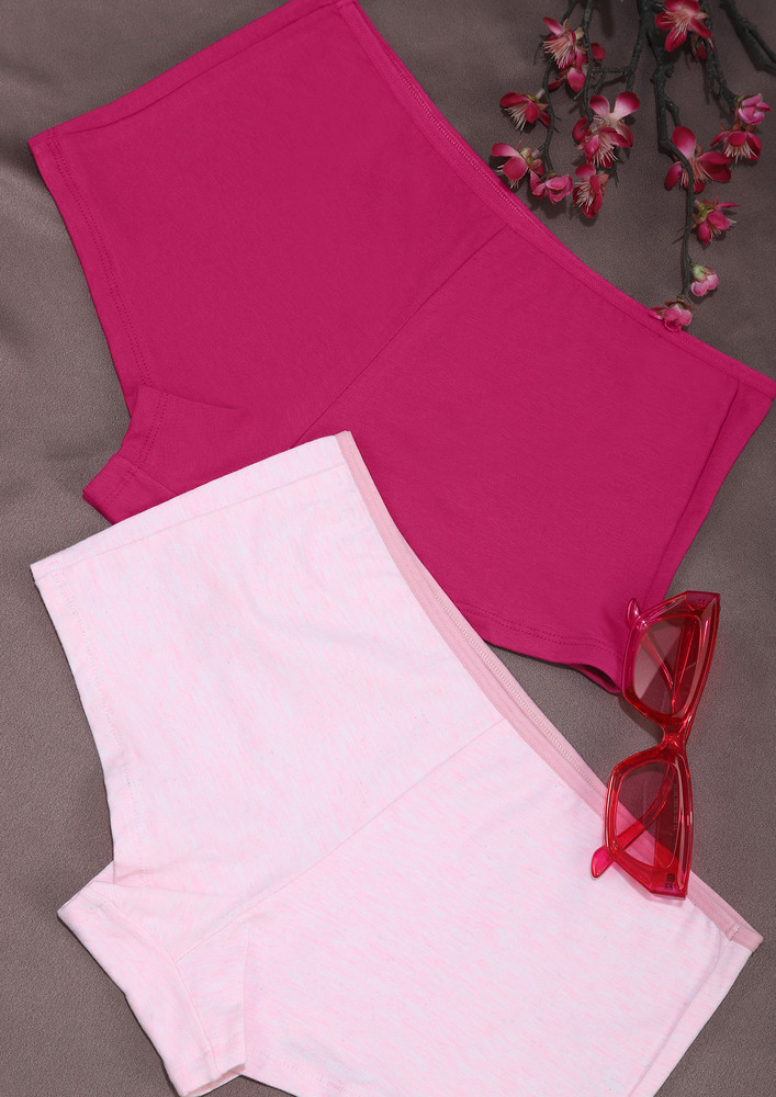 Solid Mid-rise Dark Pink & Light Pink Hipster Set