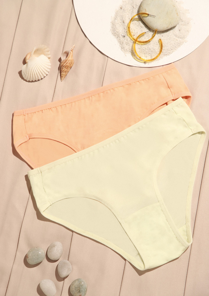 Light Orange-yellow Set Of Two Bikini Brief Set