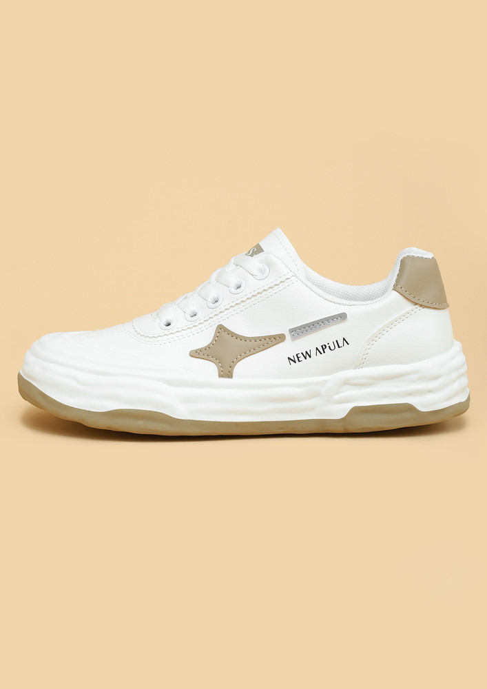 CONTRAST SOLE WHITE CASUAL TRAINERS