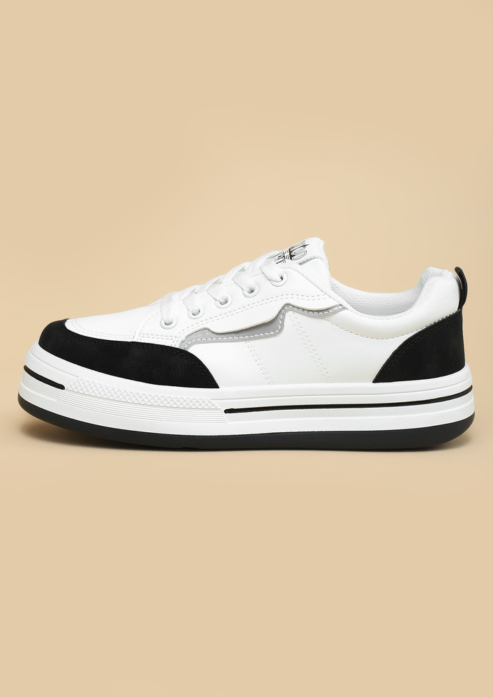 BLACK & WHITE LACE-UP TRAINERS