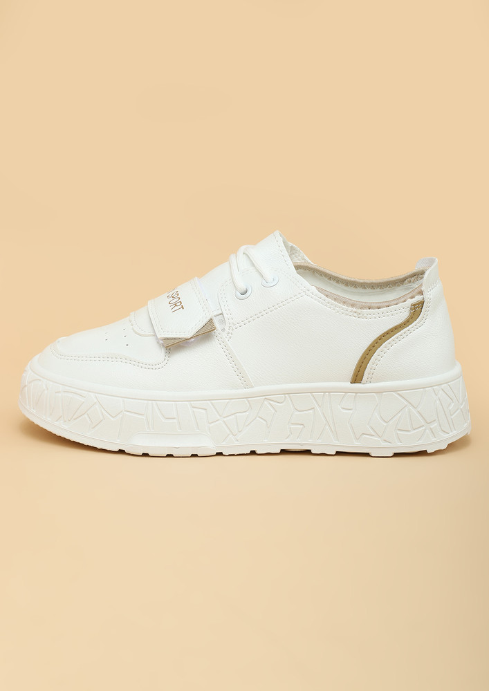PU BROWN-WHITE CASUAL TRAINERS