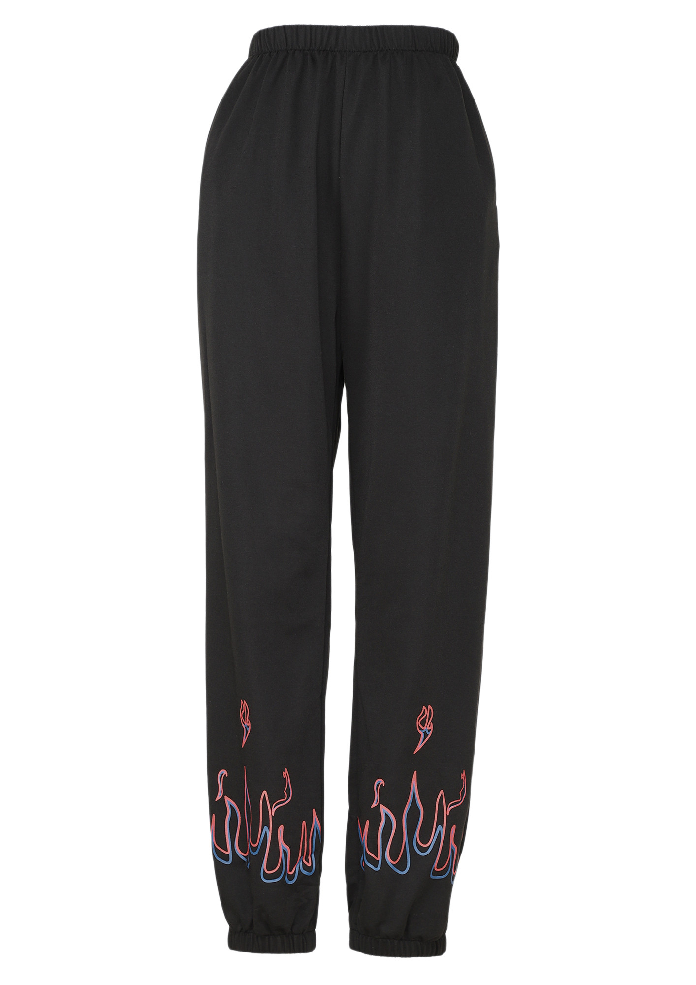 Buy BLACK COTTON FLAME PRINT JOGGERS for Women Online in India
