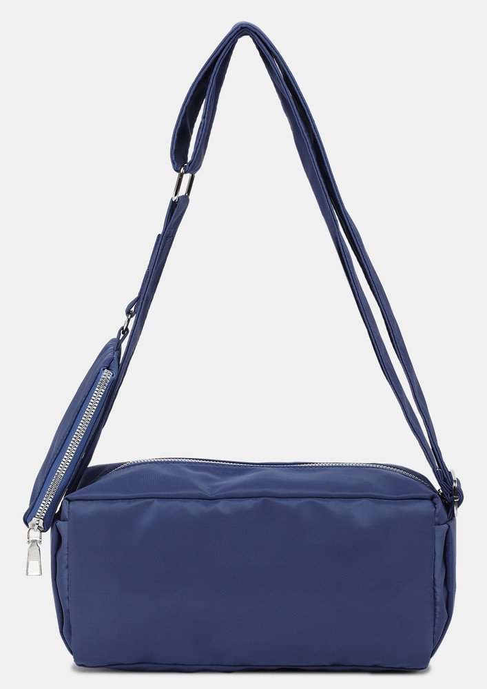CYLINDRICAL BLUE SMALL SHOULDER DUFFLE BAG