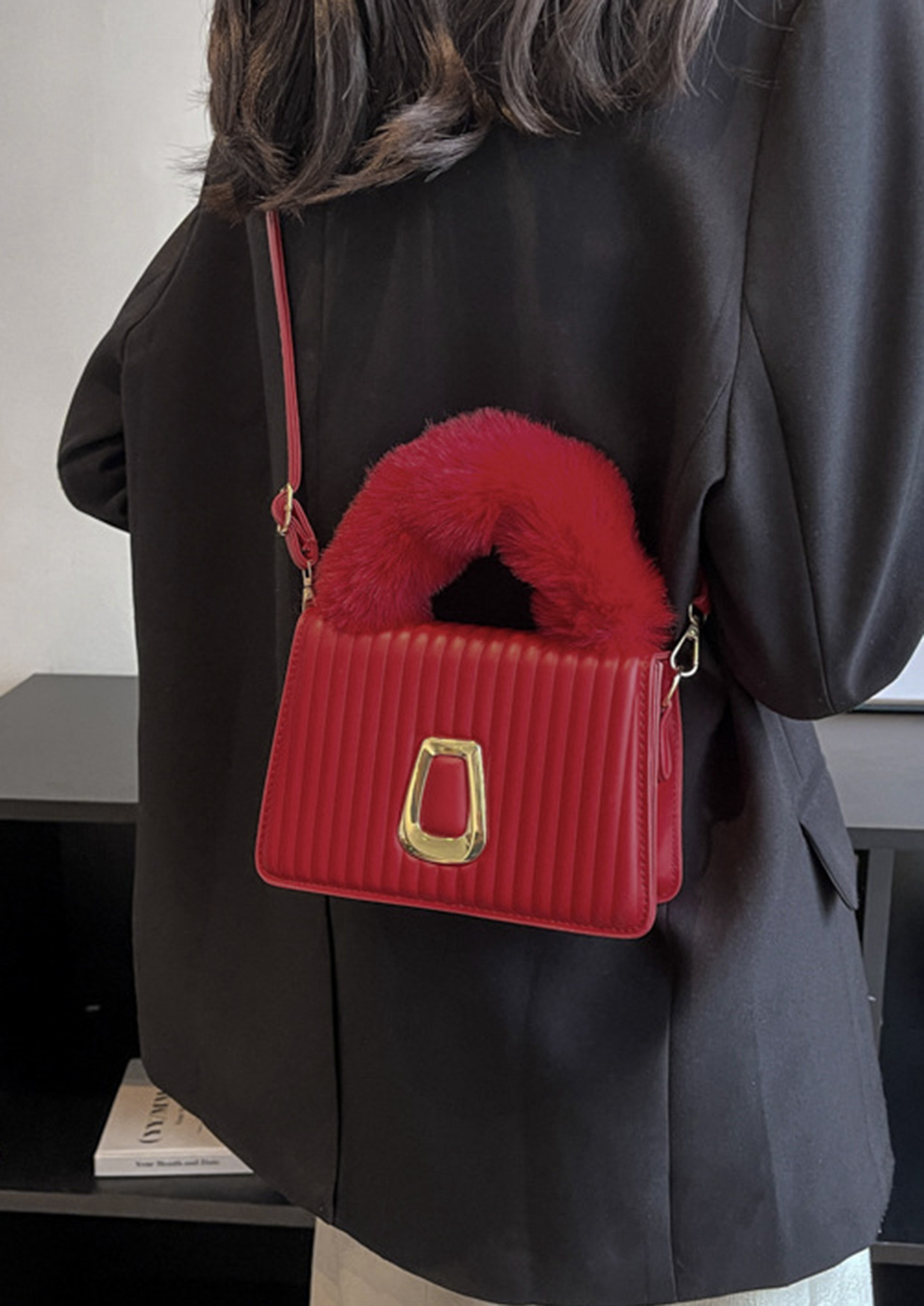 Red Black Ombre Purse Handbag, Cute Tie dye Gradient High Grade Vegan