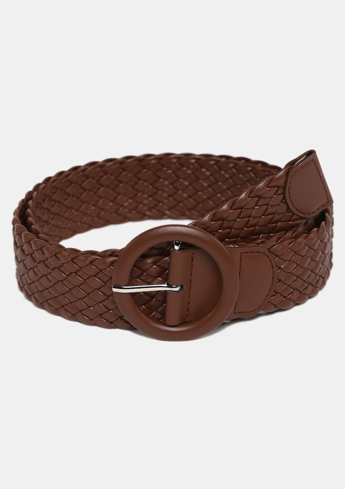 Textured And Rounds Brown Pu Belt