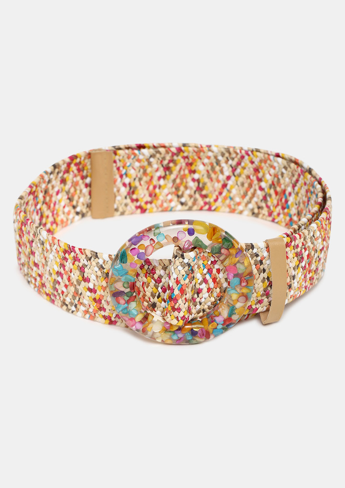 Multicolour Textured Braid Belt