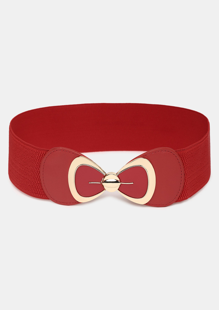 RED BOW-TIE DETAIL ELASTICATED BELT