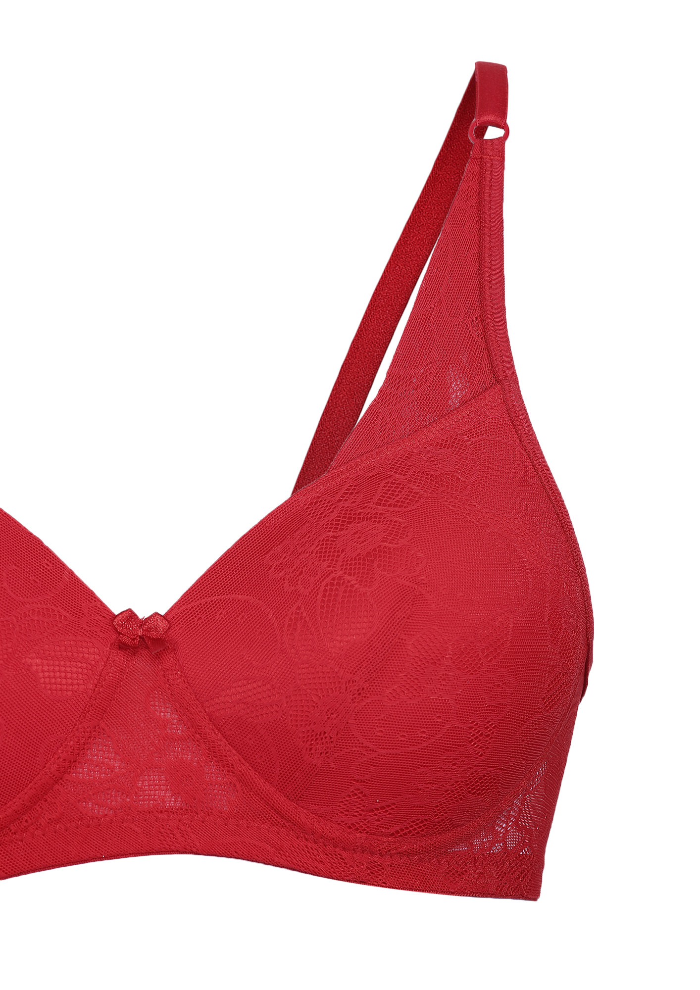 Buy RED LACY ADJUSTABLE STRAP PADDED BRA for Women Online in India