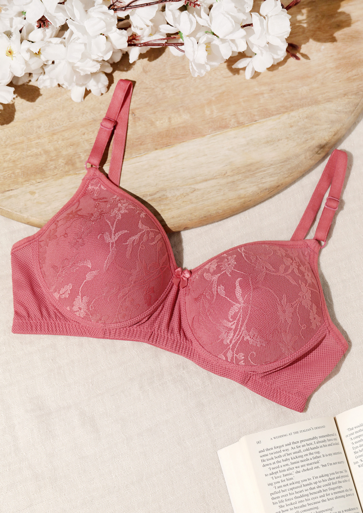 Buy SOFT PINK PADDED REGULAR LACY BRA for Women Online in India