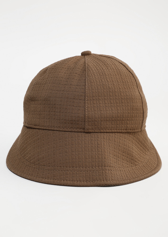 PATTERNED BROWN SOLID SUMMER CAP