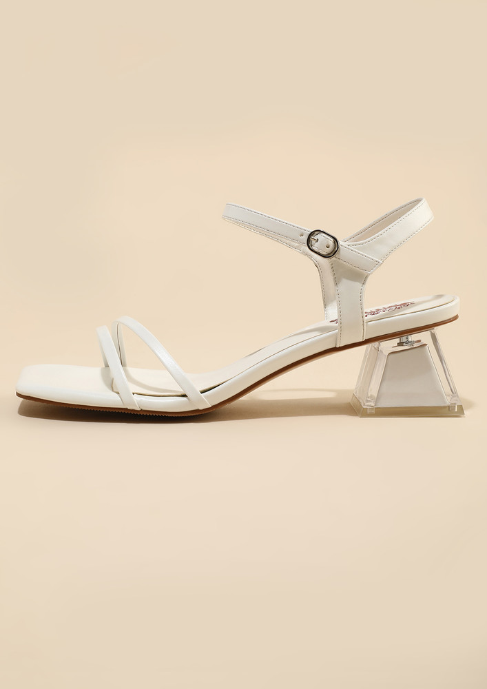 Y2K WHITE ANKLE-STRAP MULES