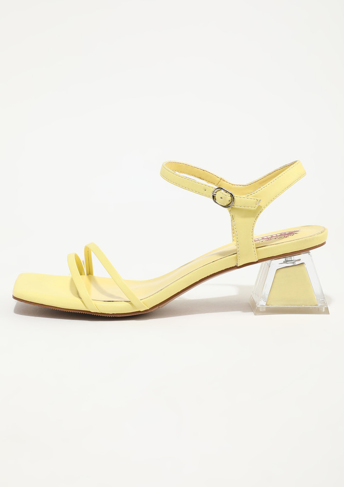Y2K YELLOW ANKLE-STRAP MULES