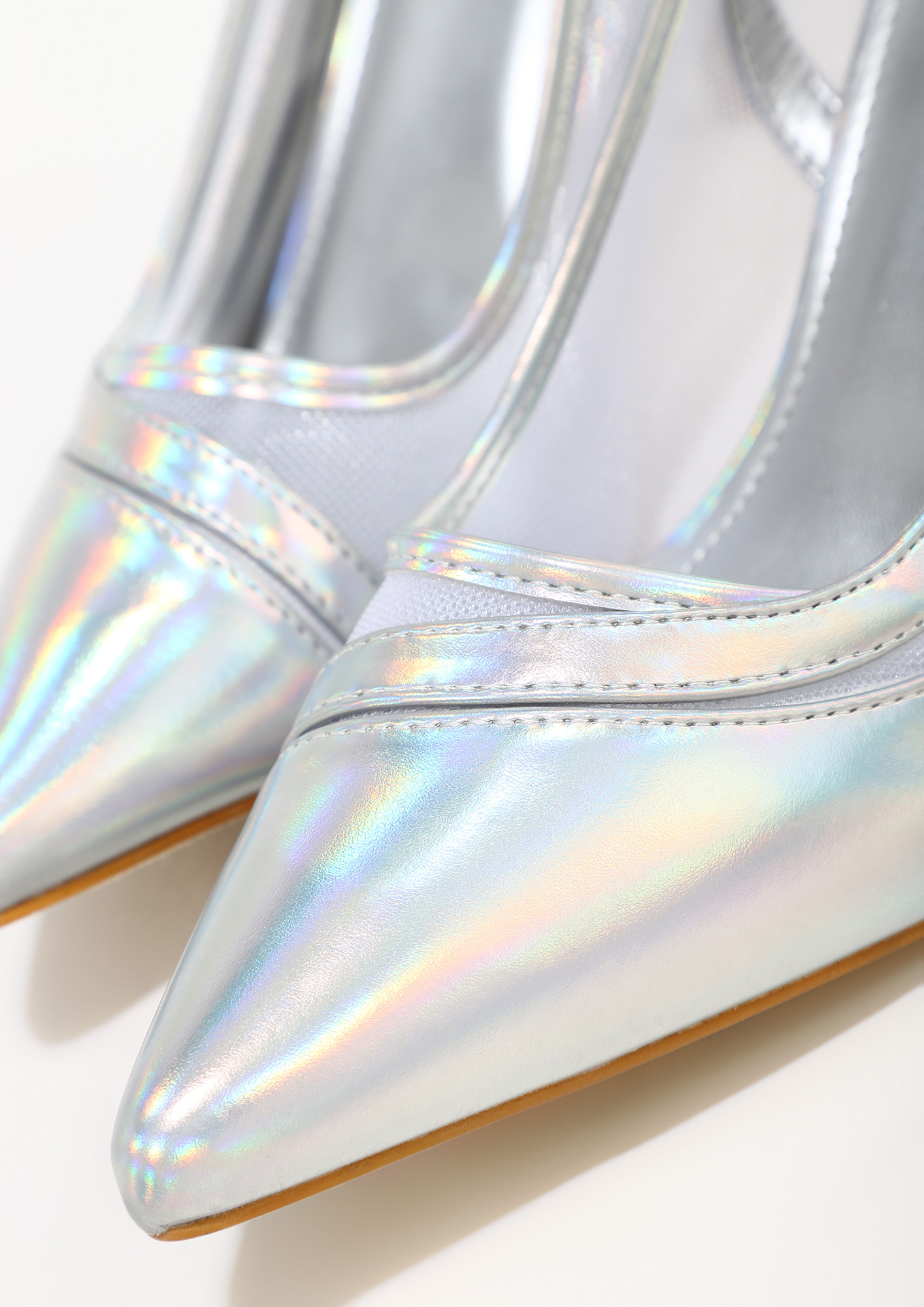 Women's Silver Color Color Transparent High Heel Shoes Silver