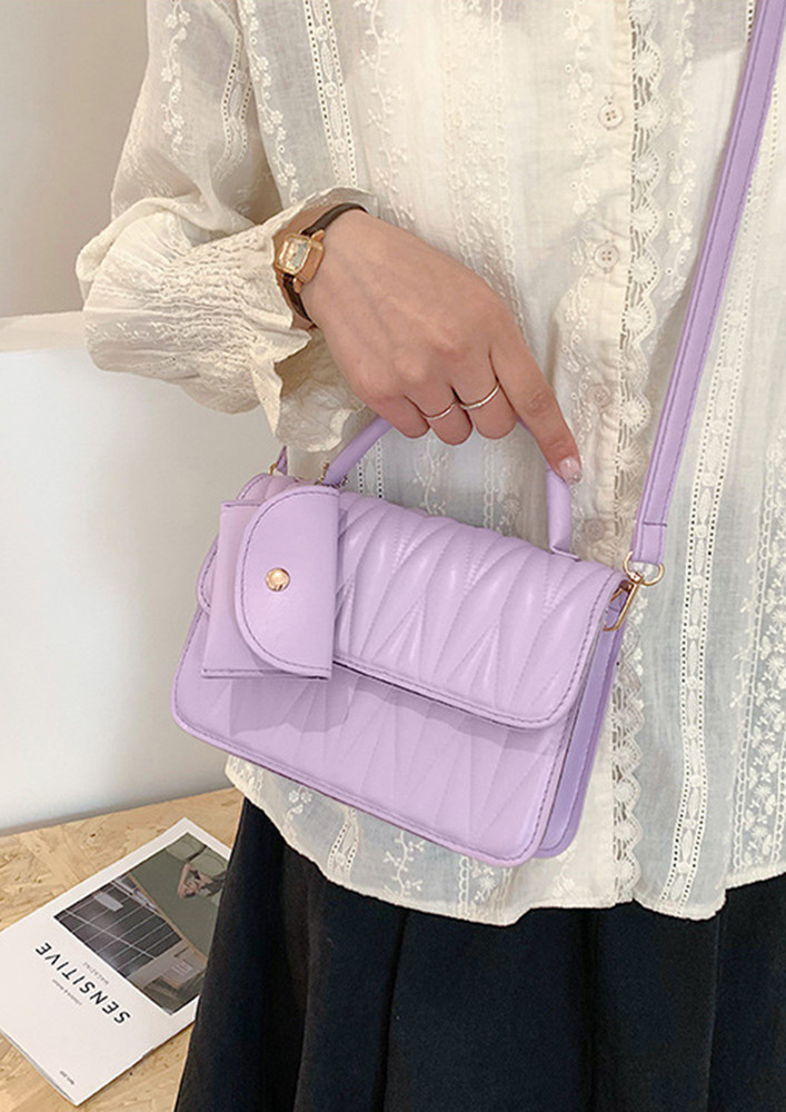 PURPLE QUILTED LEATHER SLINGBAG