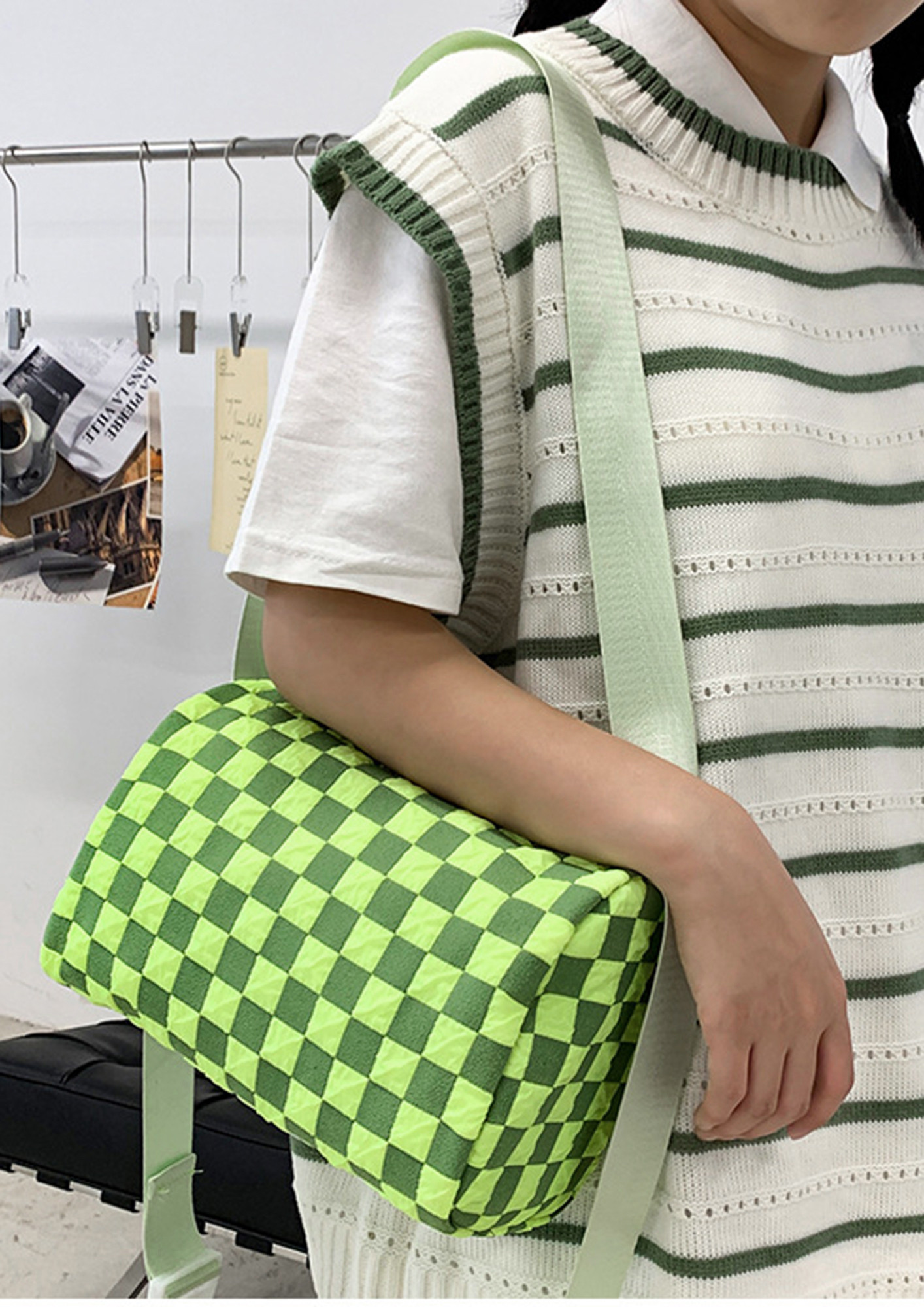 Buy CHECKERED GREEN SMALL DUFFLE BAG for Women Online in India