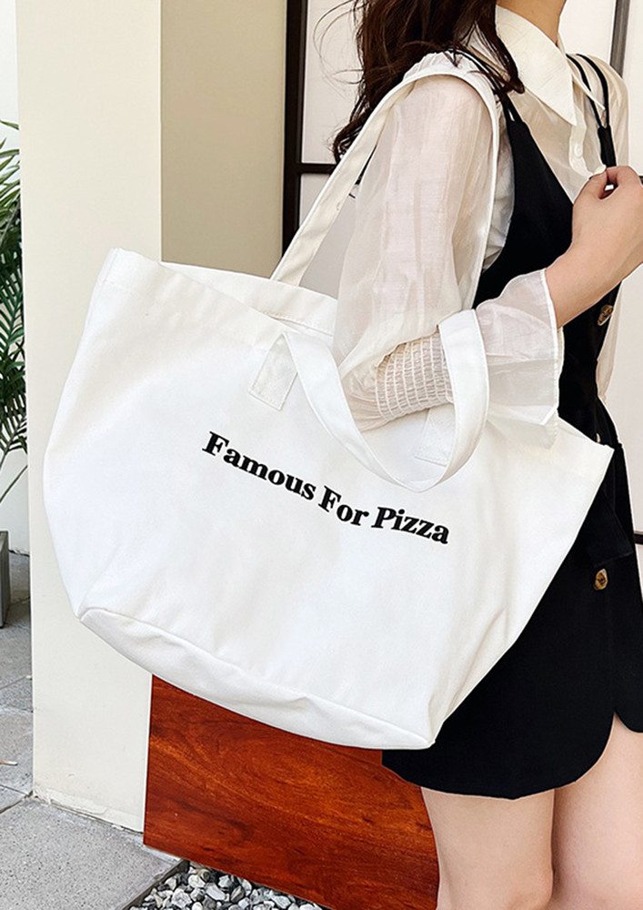 PRINTED-FRONT WHITE TOTE BAG
