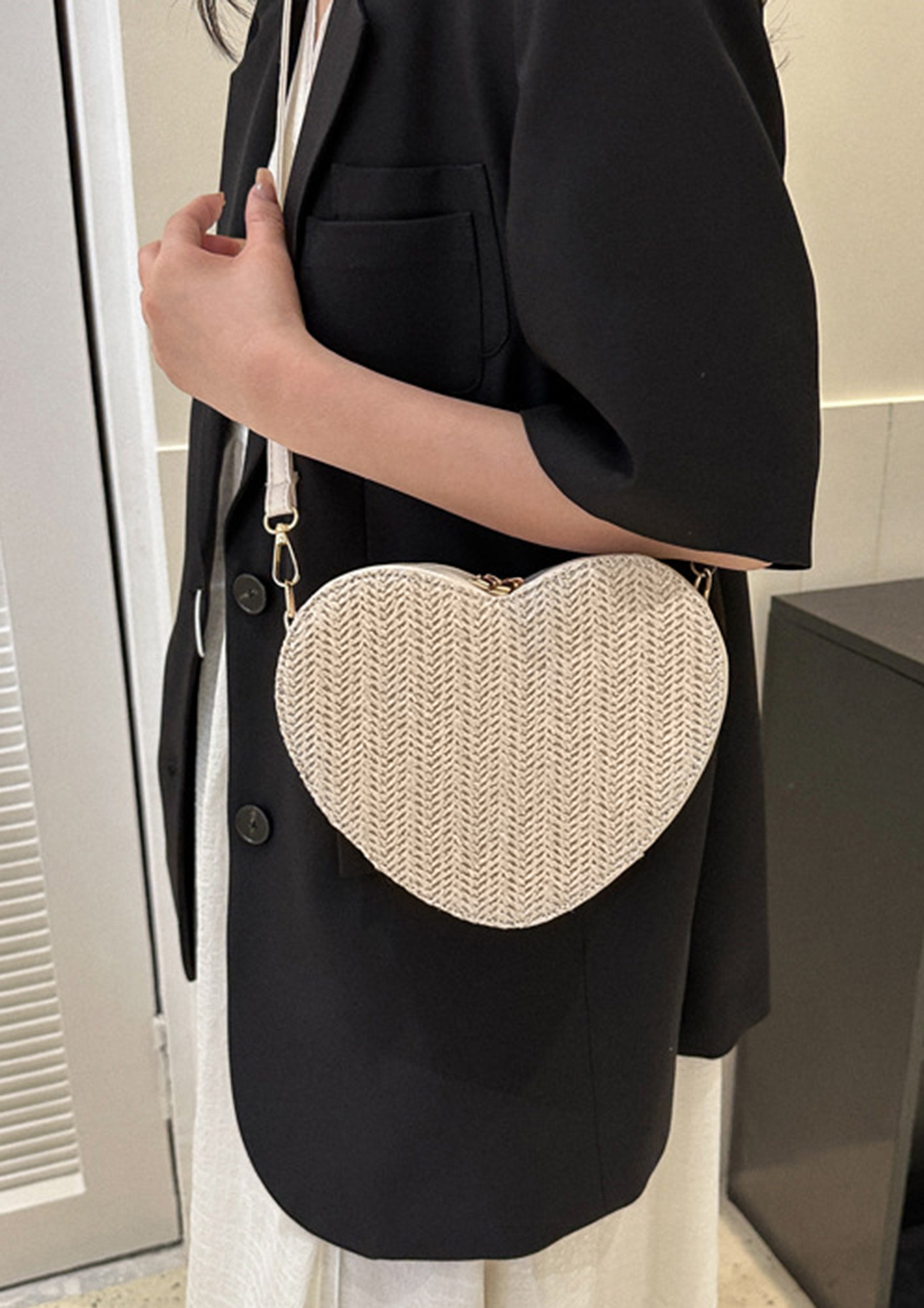 CROSSBODY SLING BAG WITH HEART CUTOUTS - Ayesha Accessories