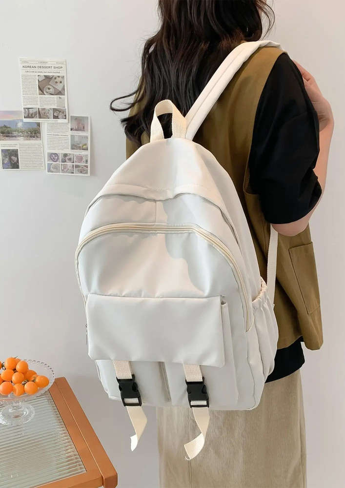 WHITE POLYESTER CASUAL BACKPACK