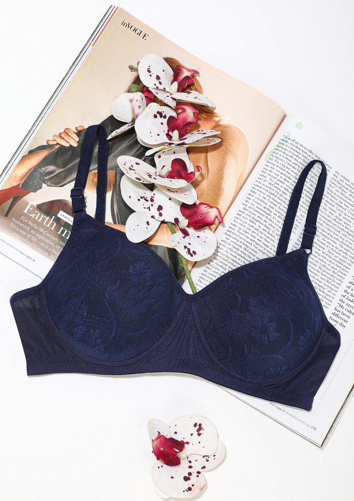 Buy Candour London Wired Demi Coverage Push Up Bra - Navy Blue for