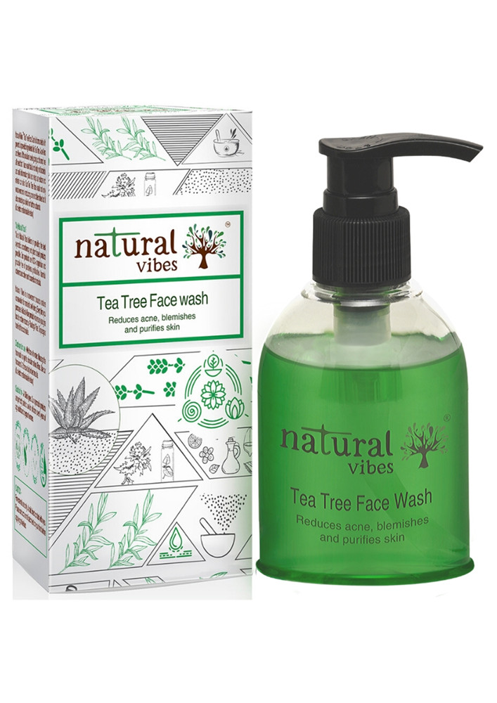 Natural Vibes- Ayurvedic Tea Tree Face Wash 150 Ml- Reduces Acne, Blemishes And Purifies Skin