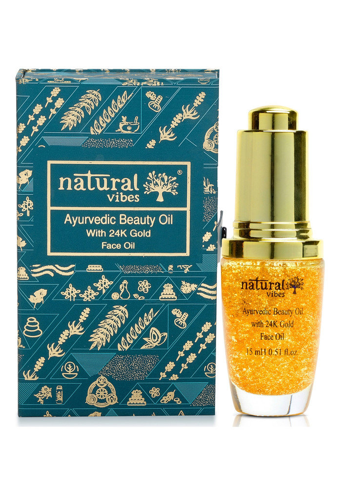 Natural Vibes Gold Beauty Oil - Elixir For Face Lips Neck And Peaceful Sleep - 15 Ml