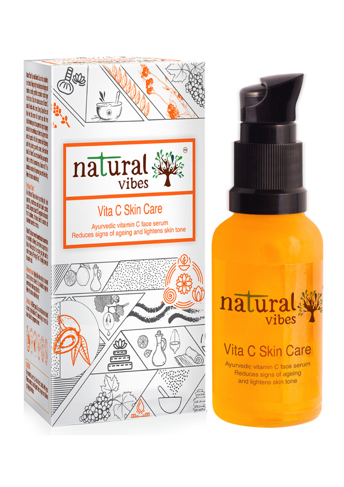 Natural Vibes- Ayurvedic Vitamin C Skin Care Serum 30 Ml- Reduces Signs Of Ageing And Lightens Skin Tone