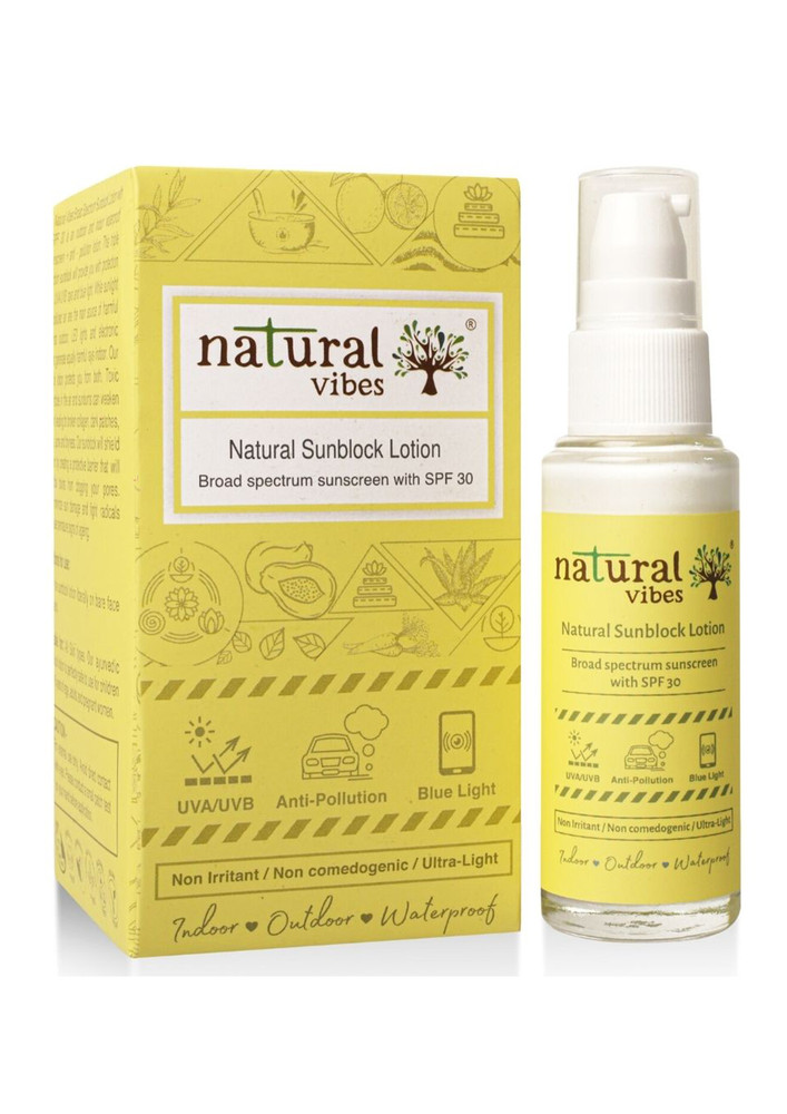 Natural Vibes Sunscreen Lotion With Spf 30 - Indoor, Outdoor & Water Resistant