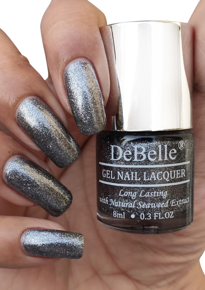 Debelle Gel Nail Lacquer Grey Glitteratti Silver Glitter Nail Polish