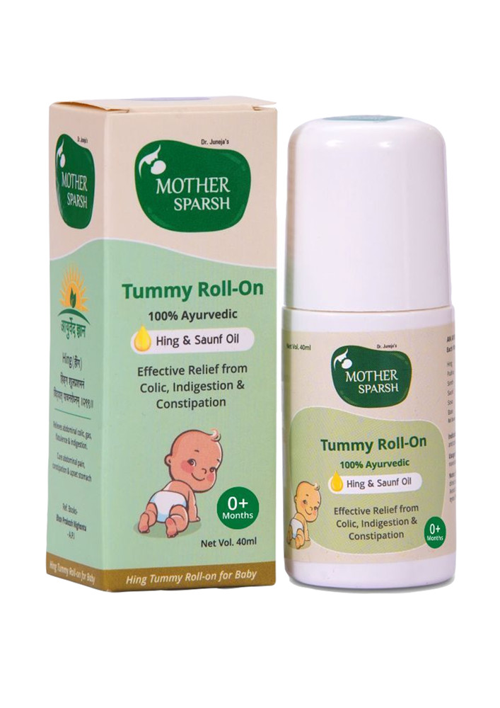 Mother Sparsh Tummy Roll On For Baby, Colic Relief And Digestion, 100% Ayurvedic, Hing & Saunf, 40ml