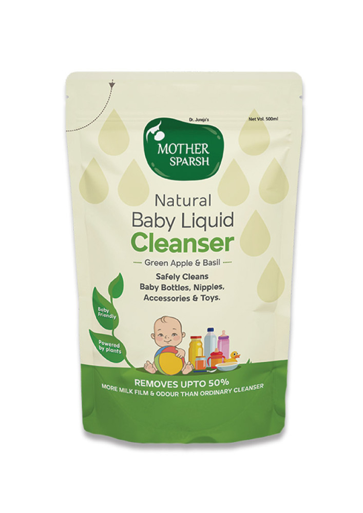 Mother Sparsh Natural Baby Liquid Cleanser (powered By Plants) Cleanser For Baby Bottles, Nipples, Accessories And Toys, Refill Pack (500ml)