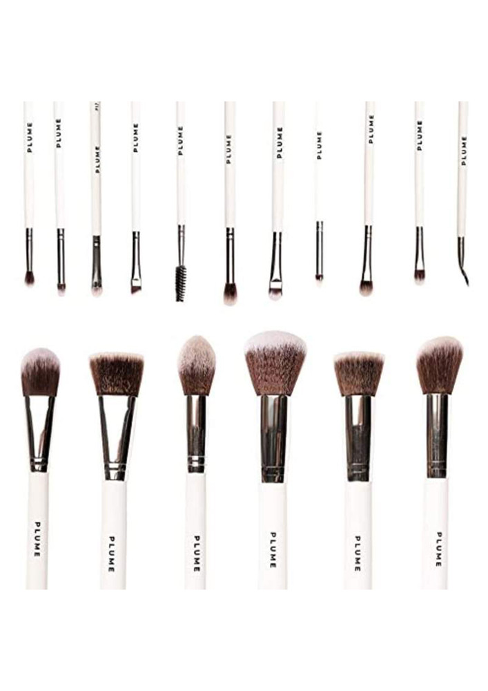 16 Pcs Professional Makeup Brush Set (face + Eyes) With Marbelicious Makeup Bag